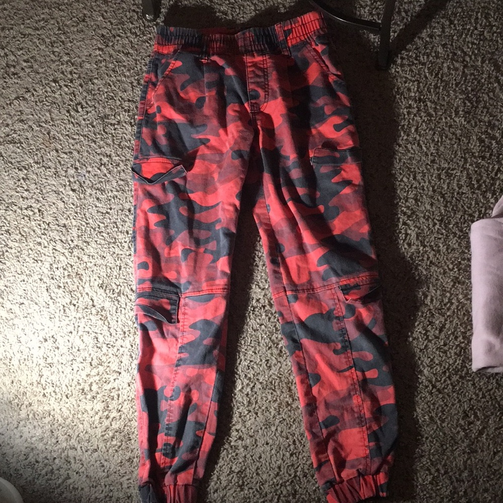 Red and black pants